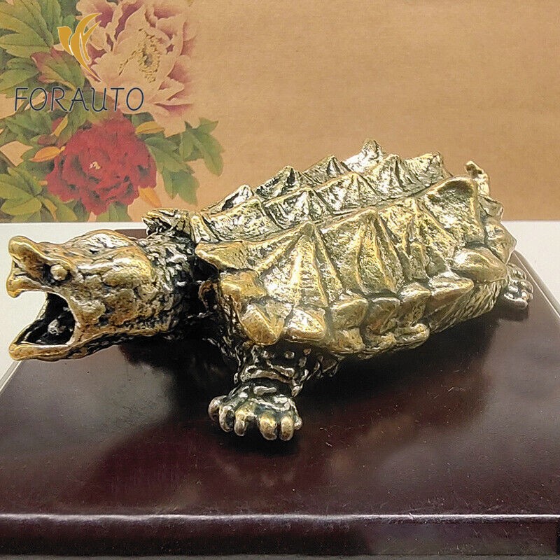 Heavy Brass Snapping Turtle Vintage Statue Snapping Turtle Tea Ornament