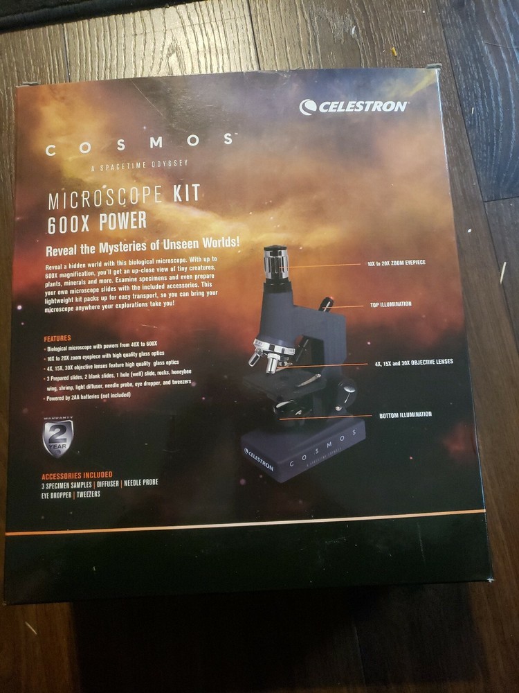 Celestron Cosmos Microscope Kit 600x Power - opened box never used
