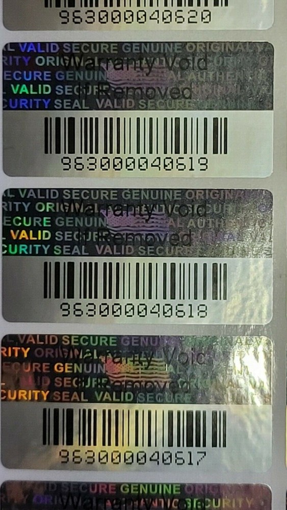Scannable Barcode Serial Number TAMPER EVIDENT SECURITY VOID HOLOGRAM LABELS