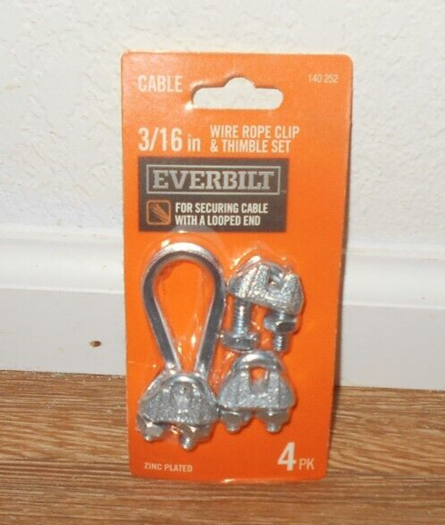 Everbilt 3/16 Wire Rope Clip & Thimble Set