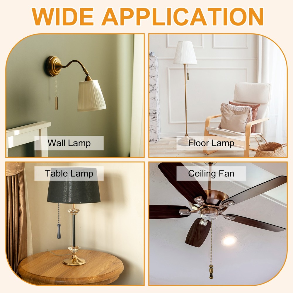 2Pcs 13" Alloy Ceiling Fan Pull Chain Handle Pendant, Silver Tone