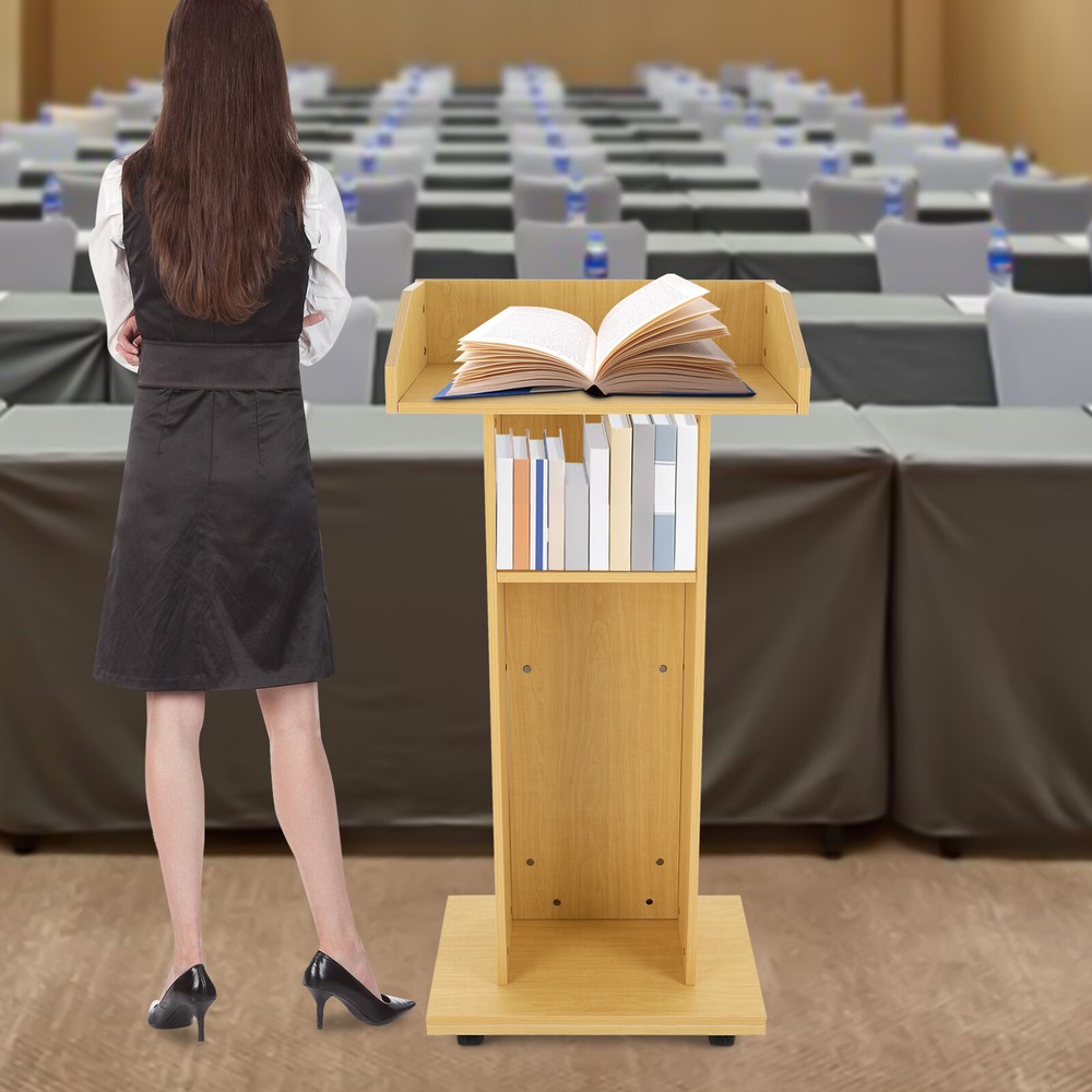 Mobile Conference Presentation Stand, Portable Classroom Standing Desk Podiums