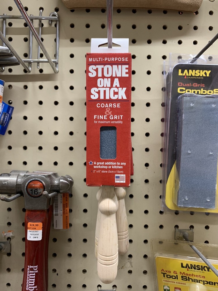 Multi-purpose knife sharpening tool, 2x6” Coarse & Fine Grit! "Stone on a Stick"