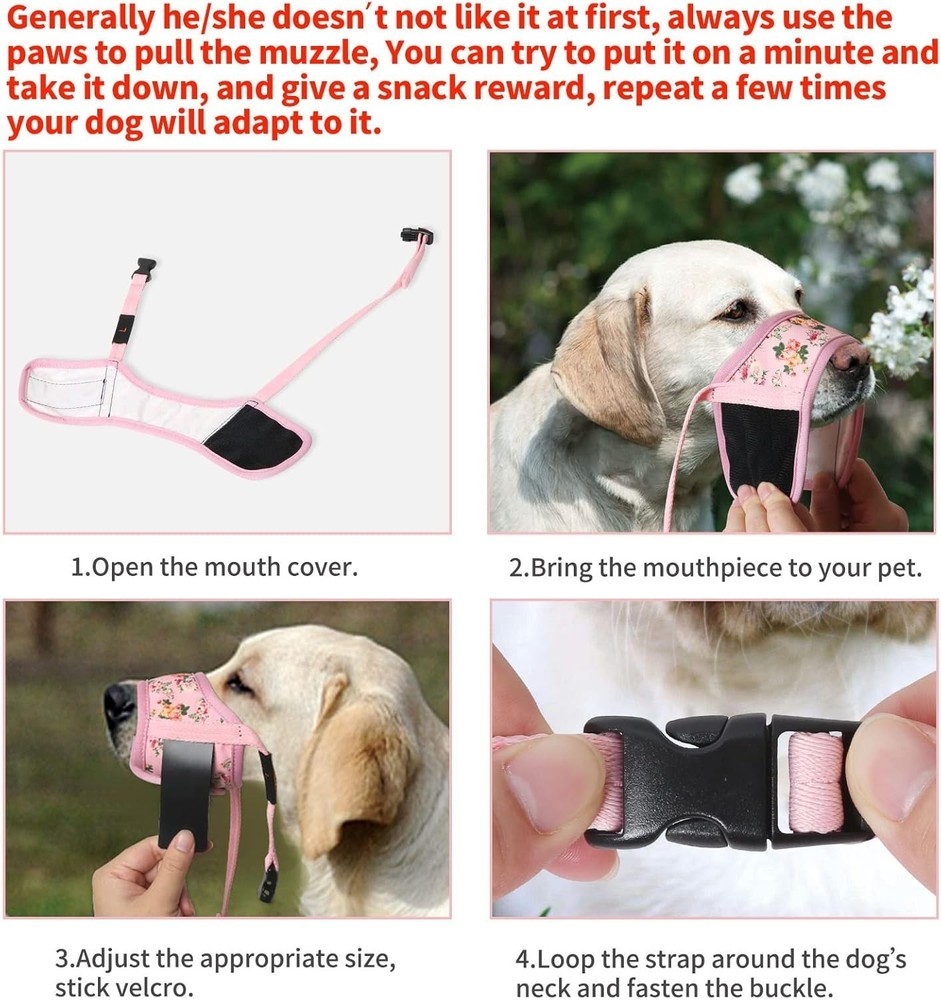 Dog Muzzle Nylon Breathable Adjustable Small Medium Large Anti Biting Barking...