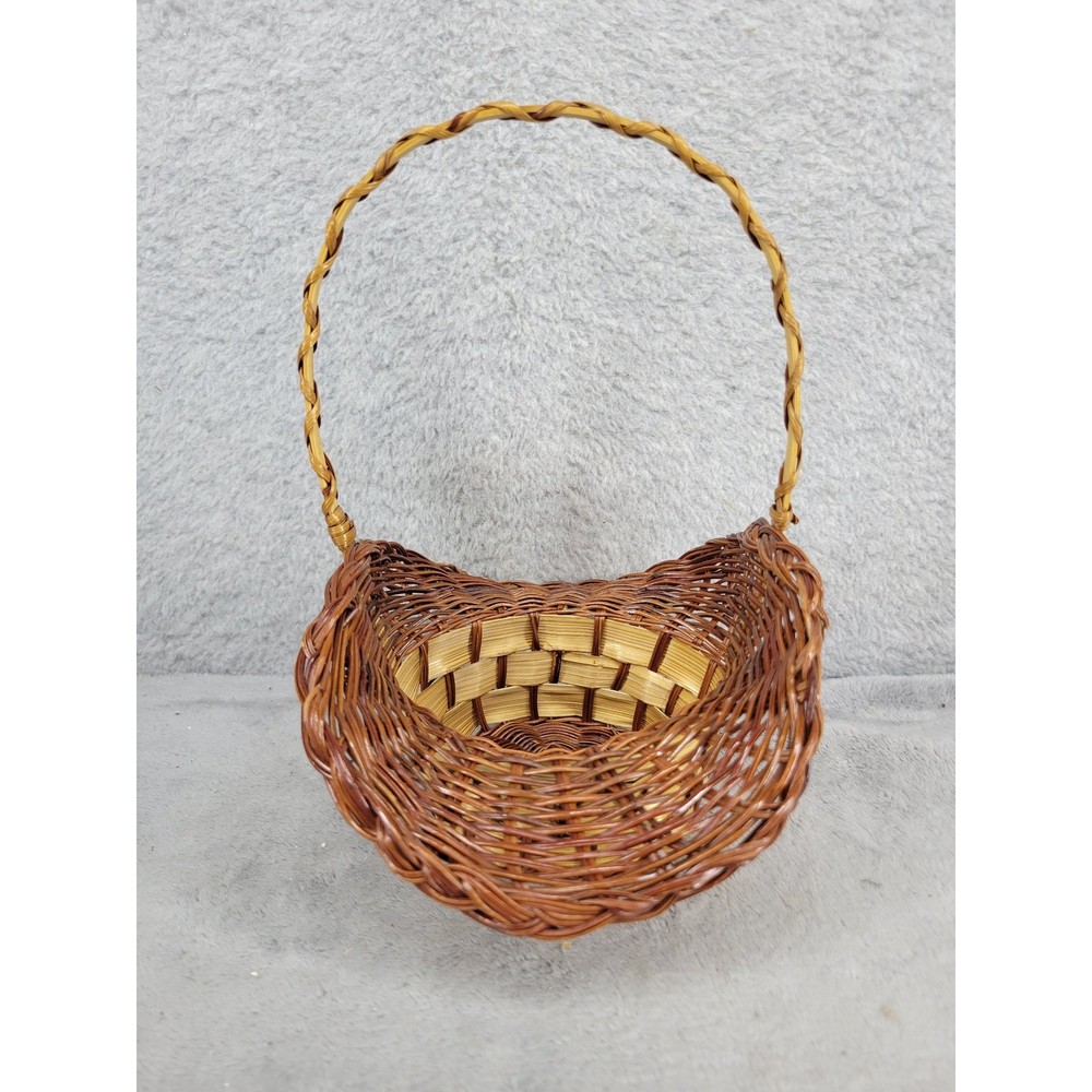 Wicker Flower Basket Handle Small Woven Easter Spring Decoration