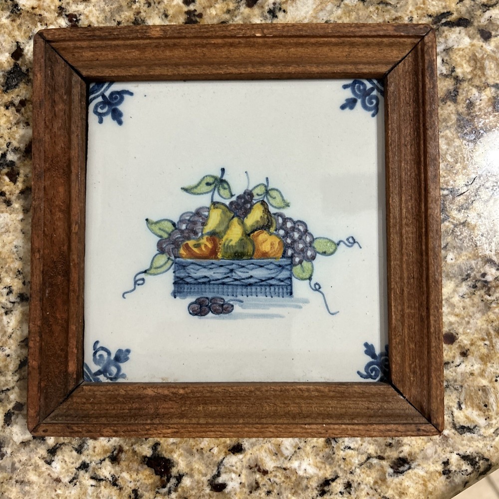 Unique polychrome TILE MAKKUM Tichelaar Delft Holland fruit