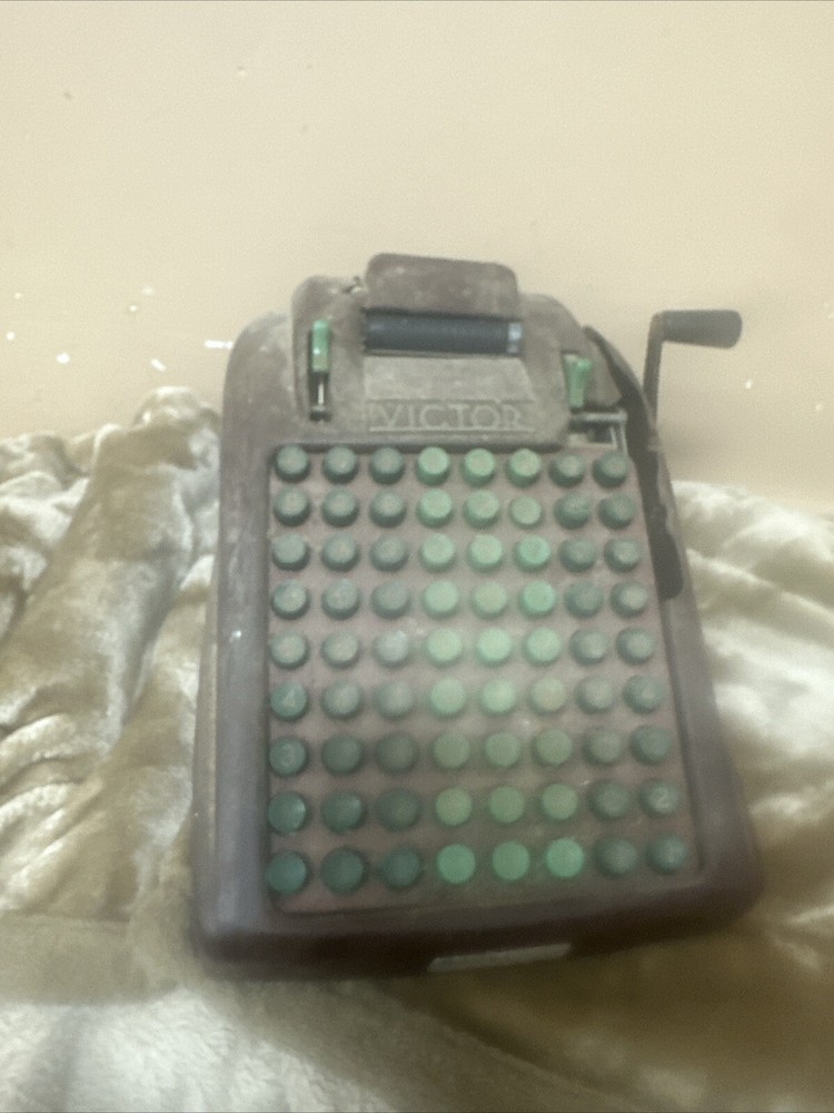 Vintage Victor Adding Machine Hand Crank 8 Rows Column Sold As Is