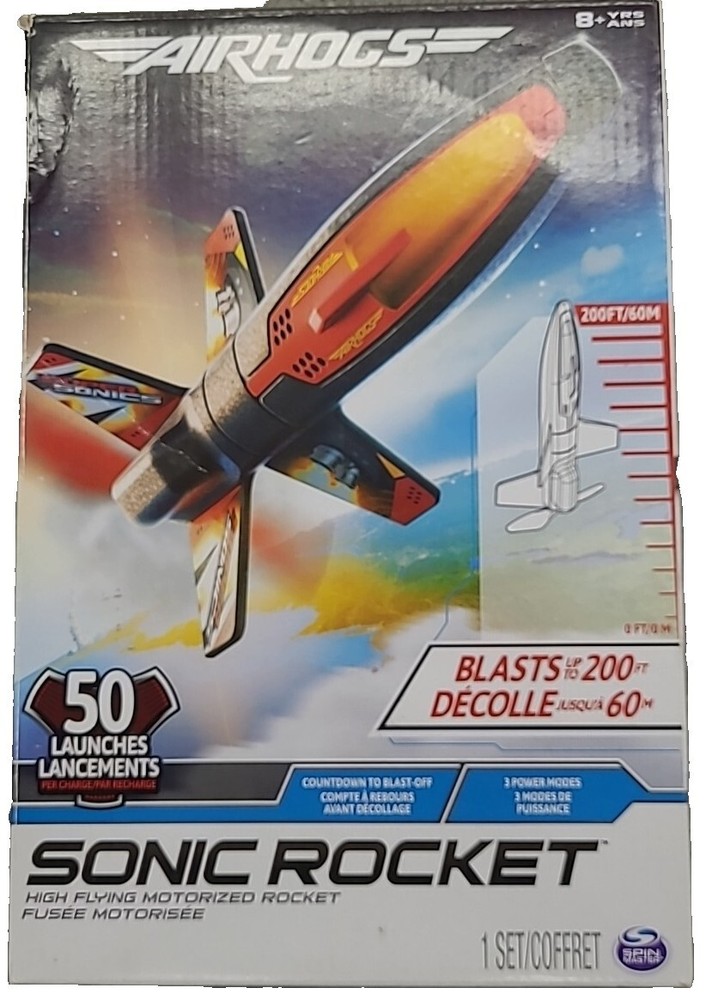 Air Hogs Sonic Rocket 200ft High Flying Motorized 3 Power Modes Spin Master NEW