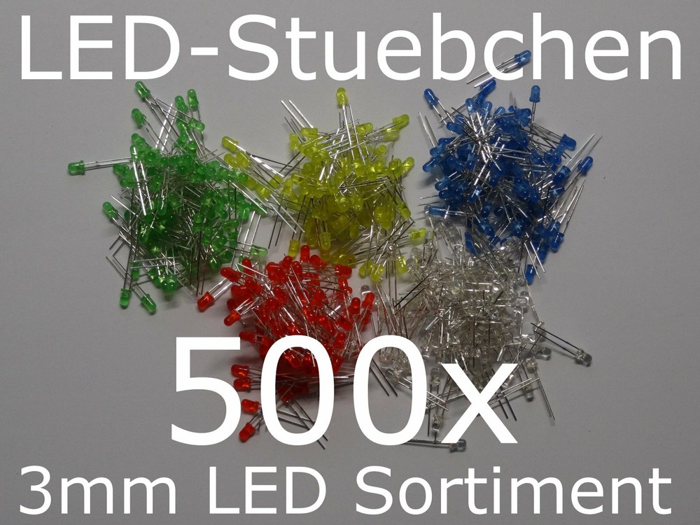 3mm LED Sortiment 5x 100 Stück = 500 Stück