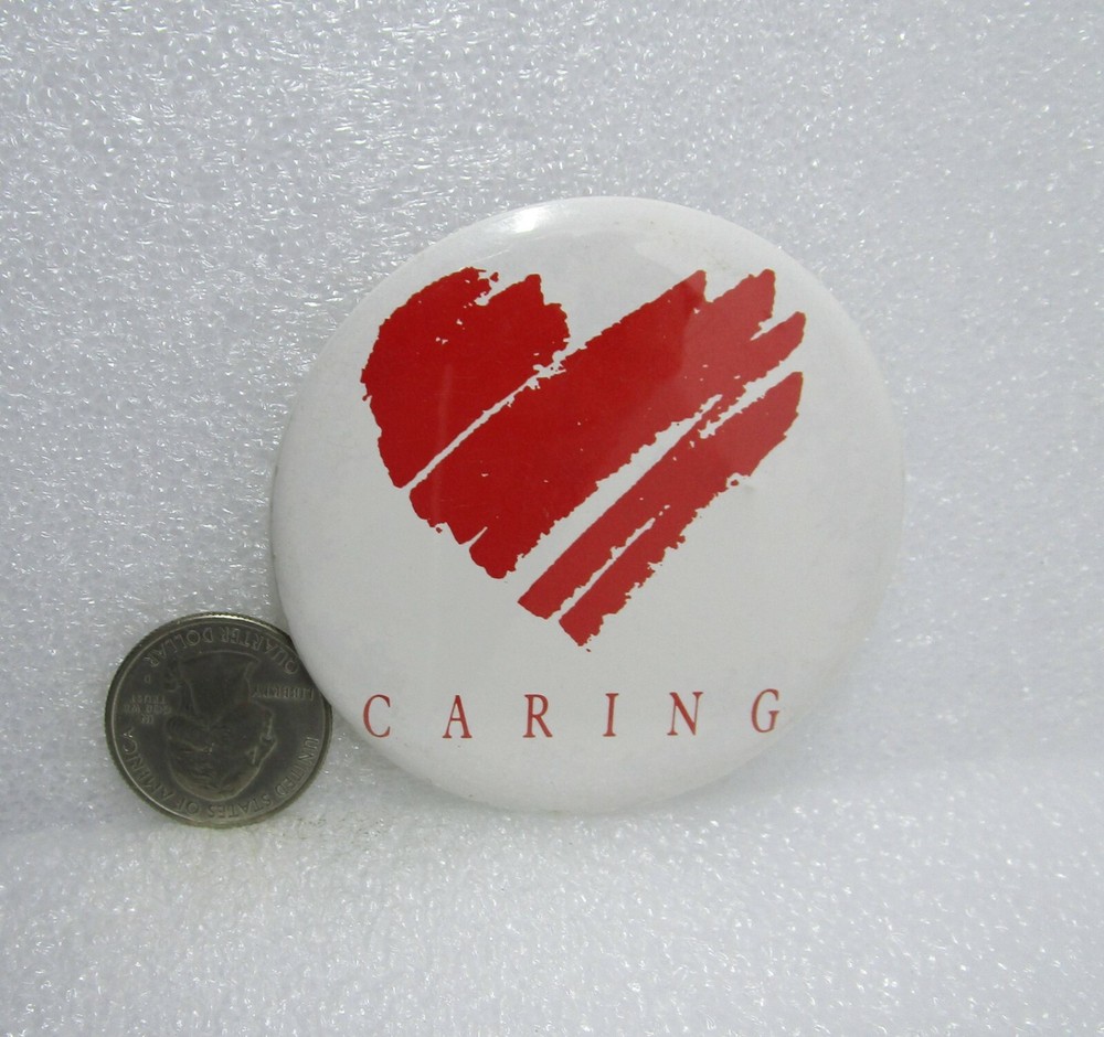 Caring Red Heart Button Pin