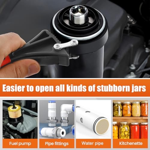 2 Pcs Adjustable Rubber Strap Wrench Set with Nonslip Handle Multifunctional