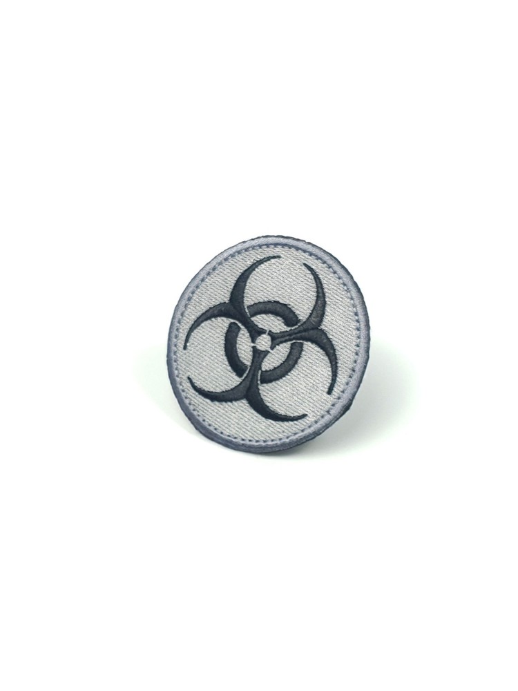 Biohazard Design Gray - Embroidered Patch 2.5" - Hook and Loop - Tactical Patch