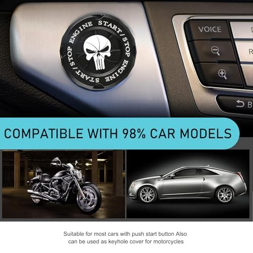 Push Start Button Cover, Personalized Skull Rotary Type Ignition Switch