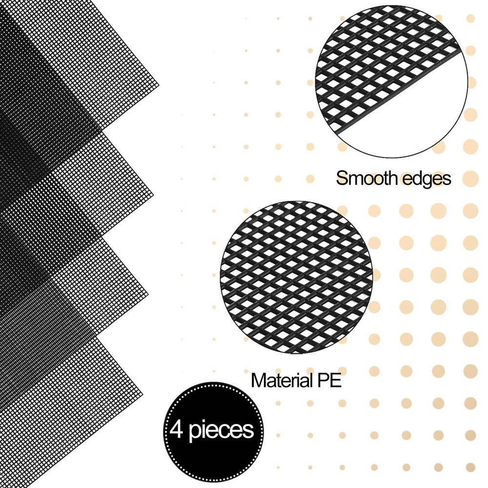 4 Pieces Plastic Mesh Sheets for Embroidery Black Fish Tank Divider black