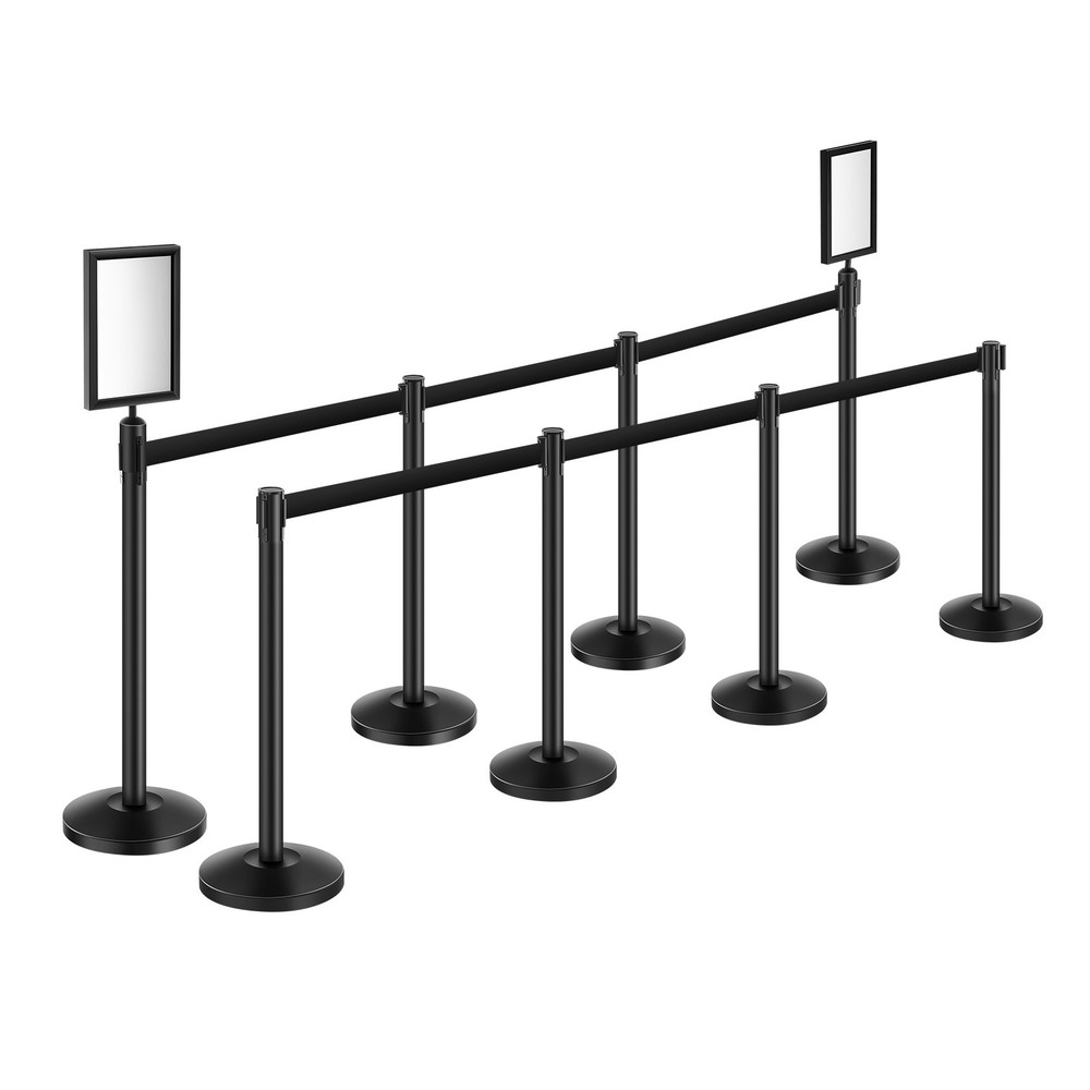 Uimoso 8Pcs Stanchion Post Crowd Control Queue Barrier 4 Retractable Belts