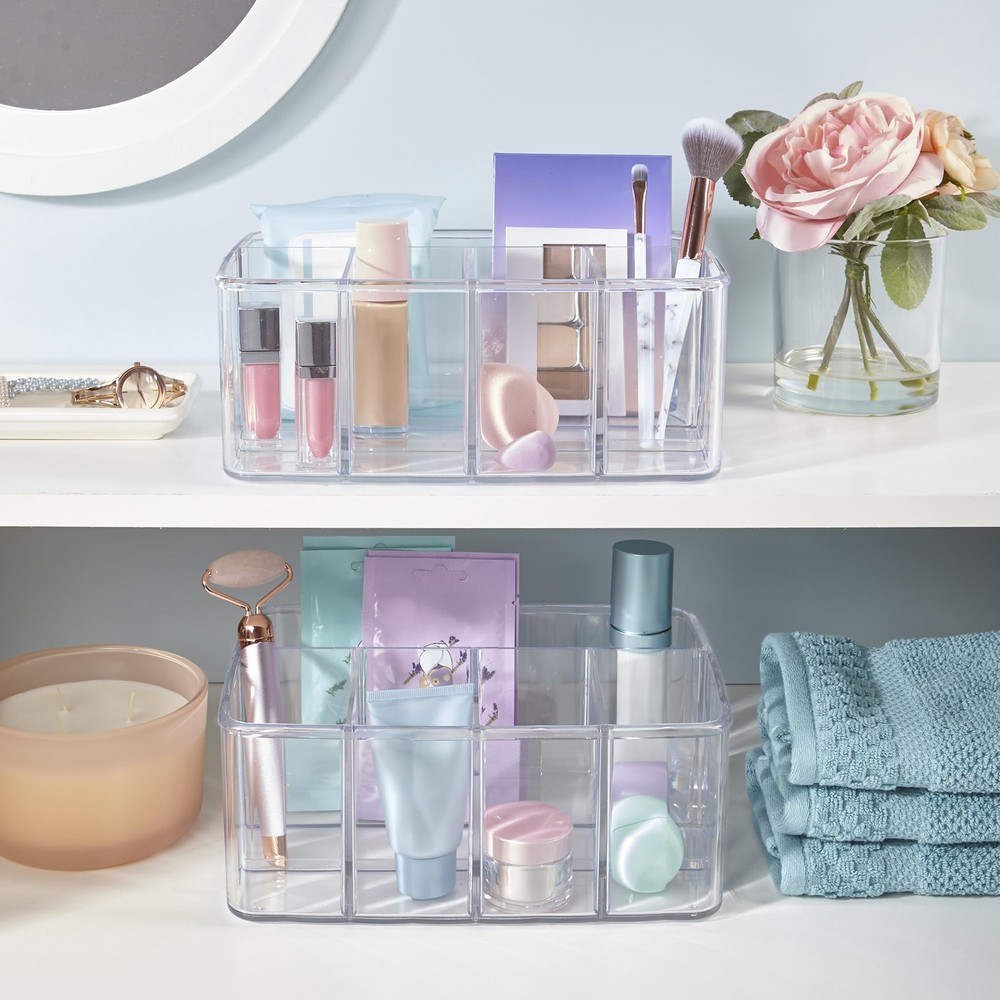 5-Compartment Clear Plastic Organizer | Rectangular Divided Makeup and Vanity...