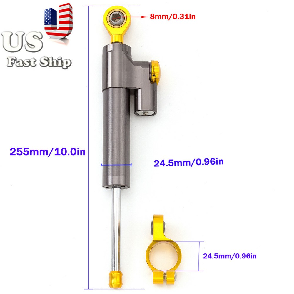 Steering Damper Universal Adjustable Motorcycle Steering Damper Stabilizer Gray