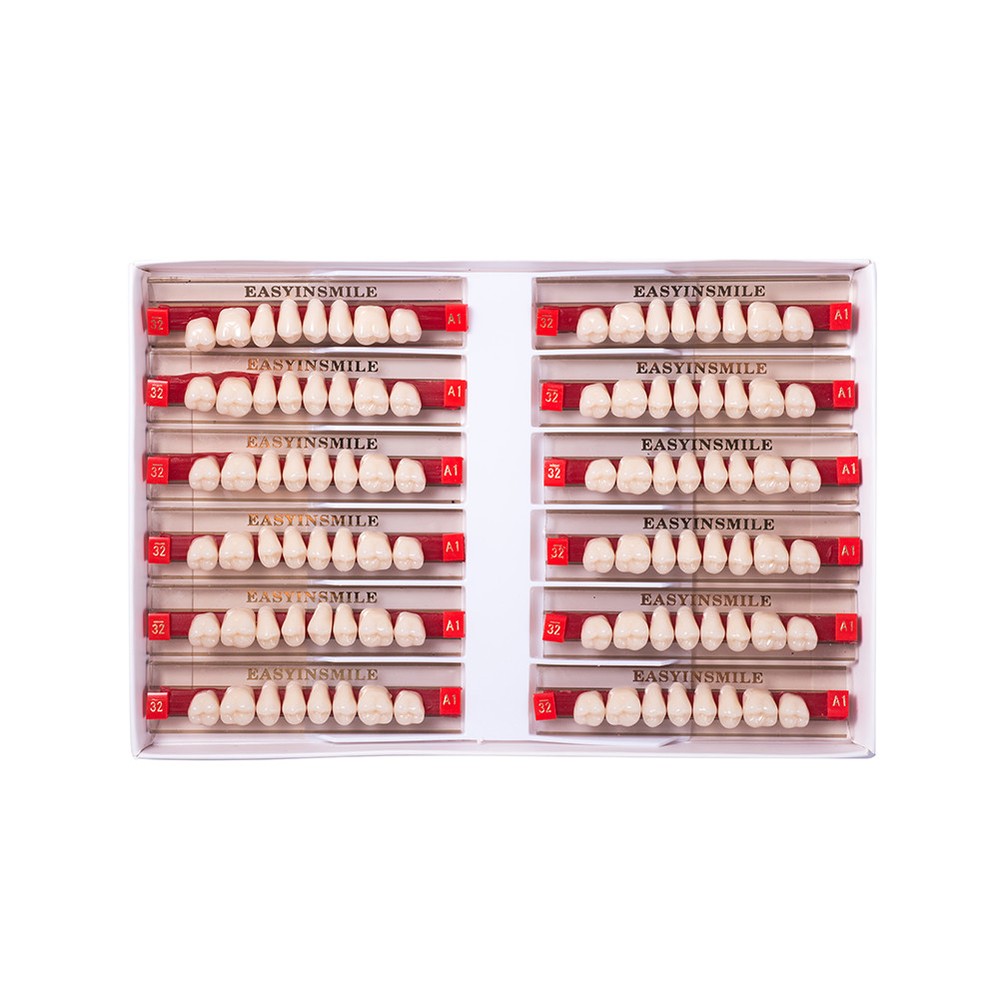 Dental acrylic resin Denture false Teeth DIY A1/A2/A3 Upper Lower Full set 【US】