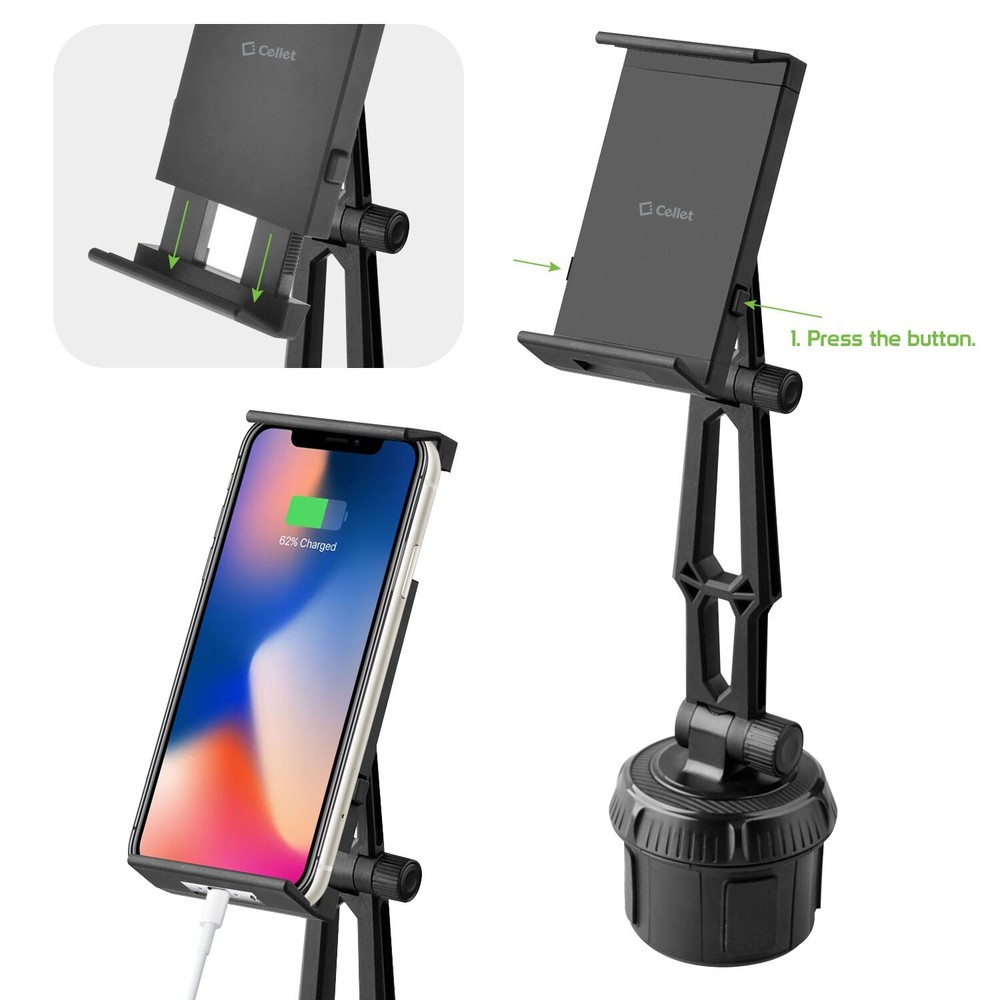 Car Cup Holder Phone Mount Compatible with iPhones, iPad, mini, Tablet, Android