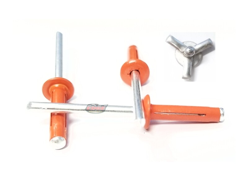 Orange 3/16" Small Head Tri-Fold Exploding Aluminum Mandrel Pop Rivets 25 pack