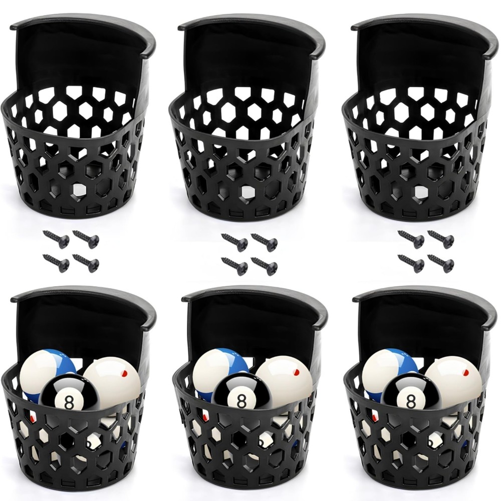 6 Pack Pool Table Pockets, Heavy Duty Billiard Set Including 4 Corner and 2 Side