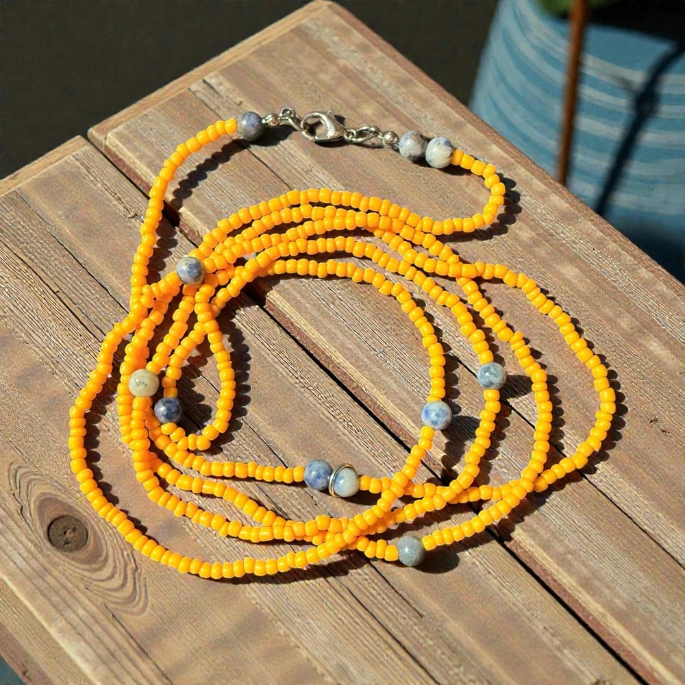 Silver Seed Bead Necklace/Belly Chain