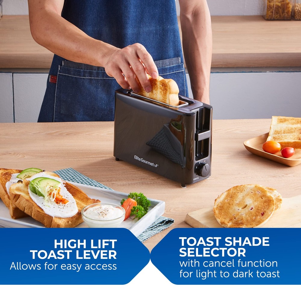Elite Gourmet ECT118B Cool Touch Single Slice Toaster, 6 1 Slice, Black