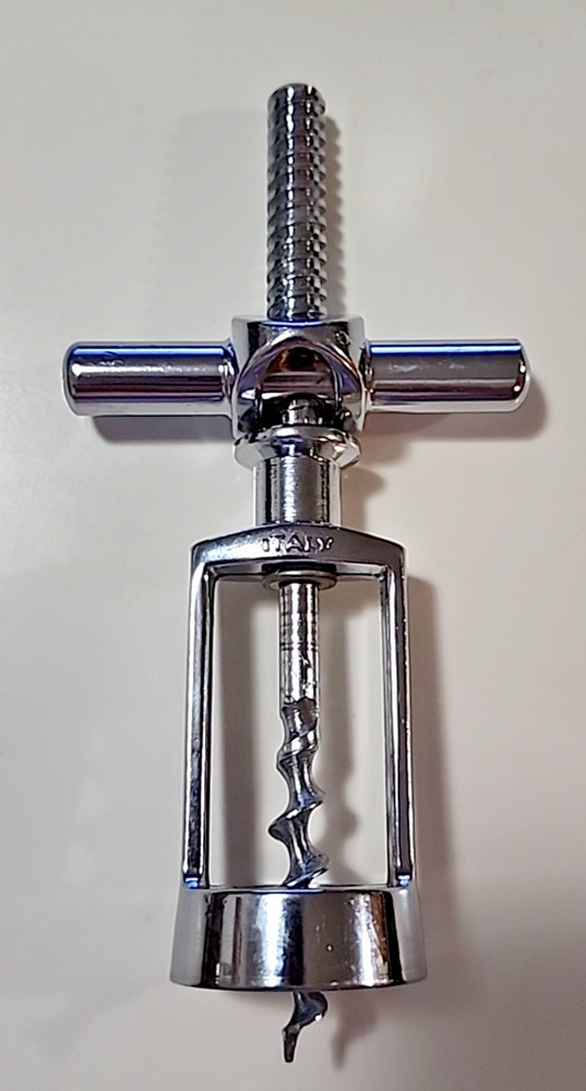 Vintage Classic Italian T Frame Self Pulling Corkscrew Made in Italy