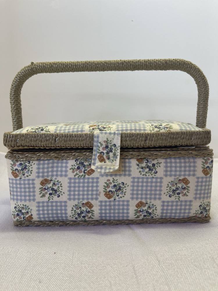 Padded Sewing Box With Plastic Tray. Hook and loop Closure Beautiful Condition
