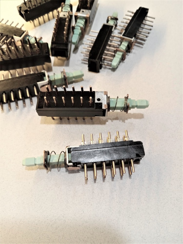 Centralab 4pdt Push Button Switch  12 Pin 1 Position latching  Pc mount. 10Pcs