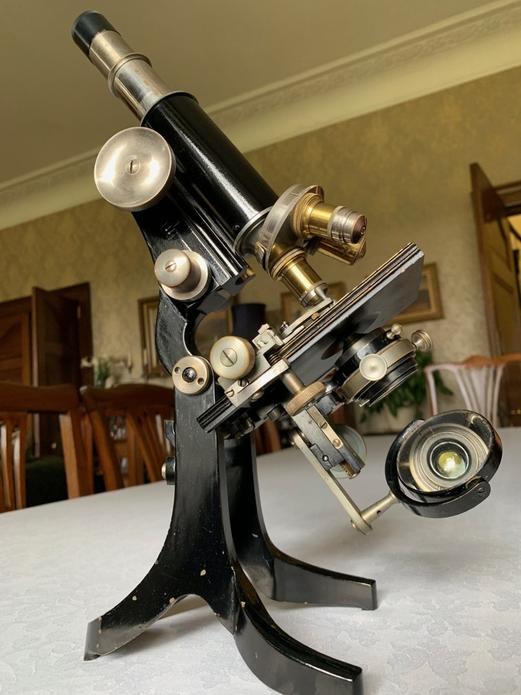 Antique J. Swift & Son - Army Bacteriological Brass Microscope - c1910, Cased