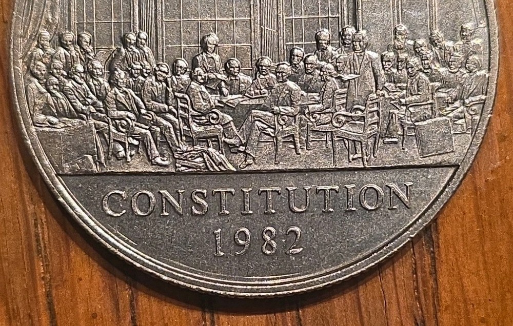 1982 Canada Constitution Commemorative Dollar, Queen Elizabeth II, Confederation