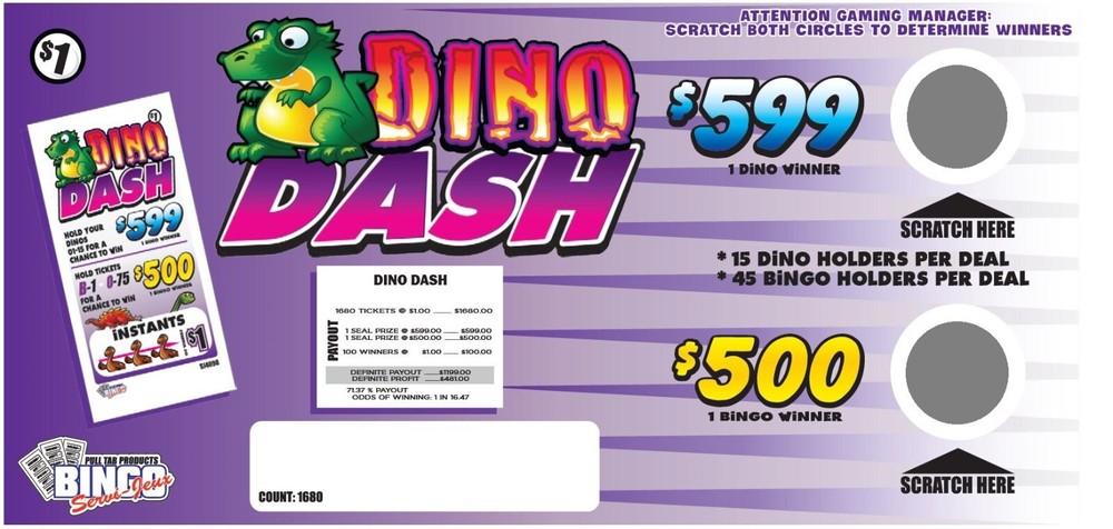 NEW pull tickets DINO DASH - Seal Card Tabs