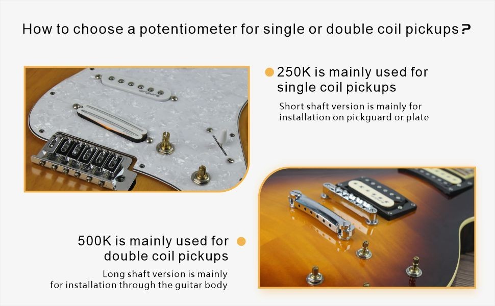 100PC A500K Guitar Push Push Potentiometer Pot Switch Taper Control Short Shaft
