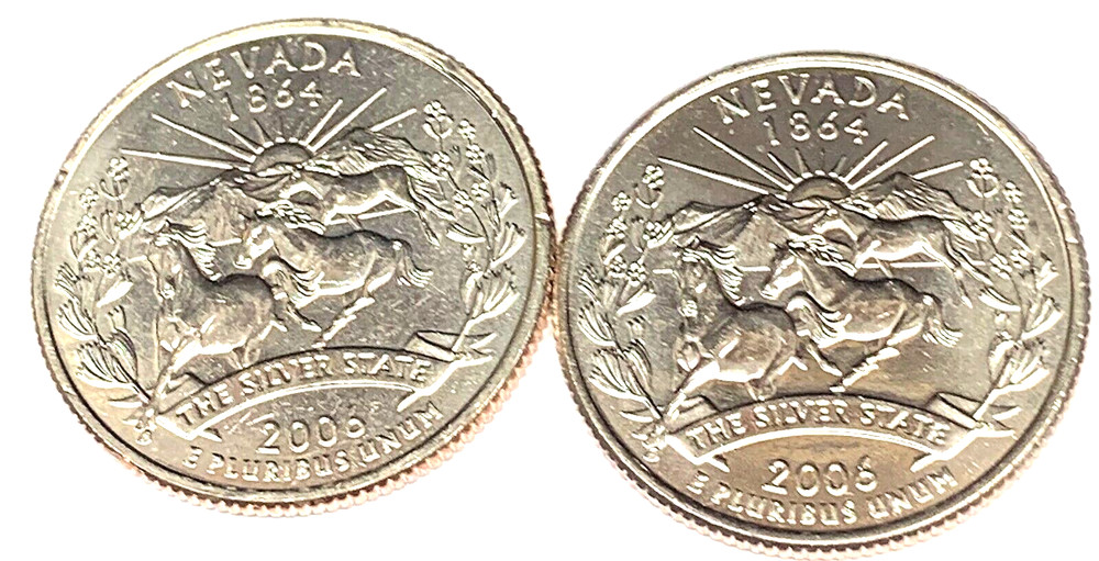 # C3527   NEVADA   STATEHOOD   QUARTERS, P & D  from  MINT ROLLS