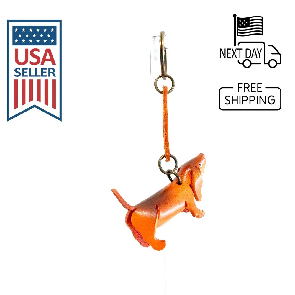 Basset Hound Handmade Leather Keyring