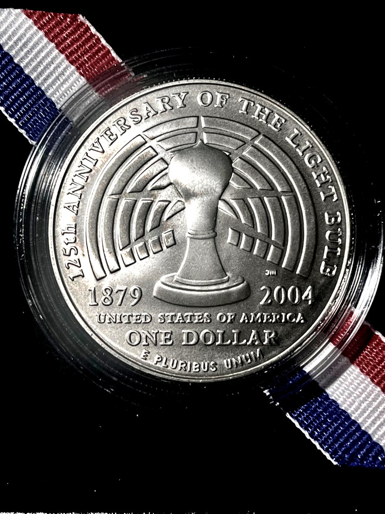 Thomas Edison Silver Dollar Beautiful low mintage coin Super GEM COA