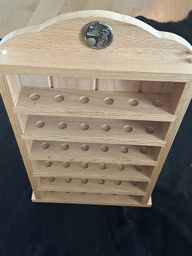 Golf Ball Display Rack - Solid Oak- With Bonus Golf Training Mat