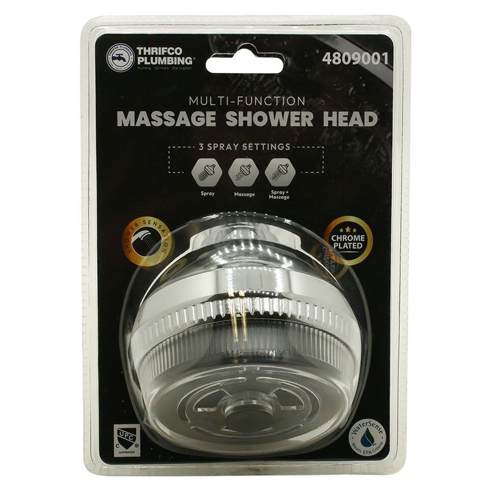 Thrifco 4809001 3 Pattern Multi-Function Massage Shower Head � Chrome