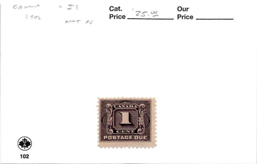 Canada, Postage Stamp, #J1 Mint Hinged, 1906 Postage Due (AH)