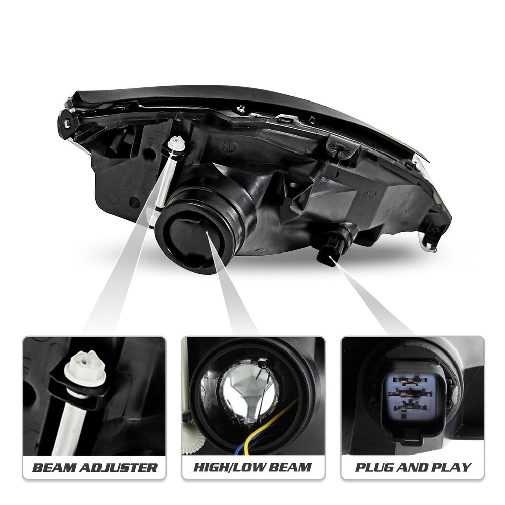 Headlights Assembly for 2000-2004 Ford Focus Chrome Housing Pair