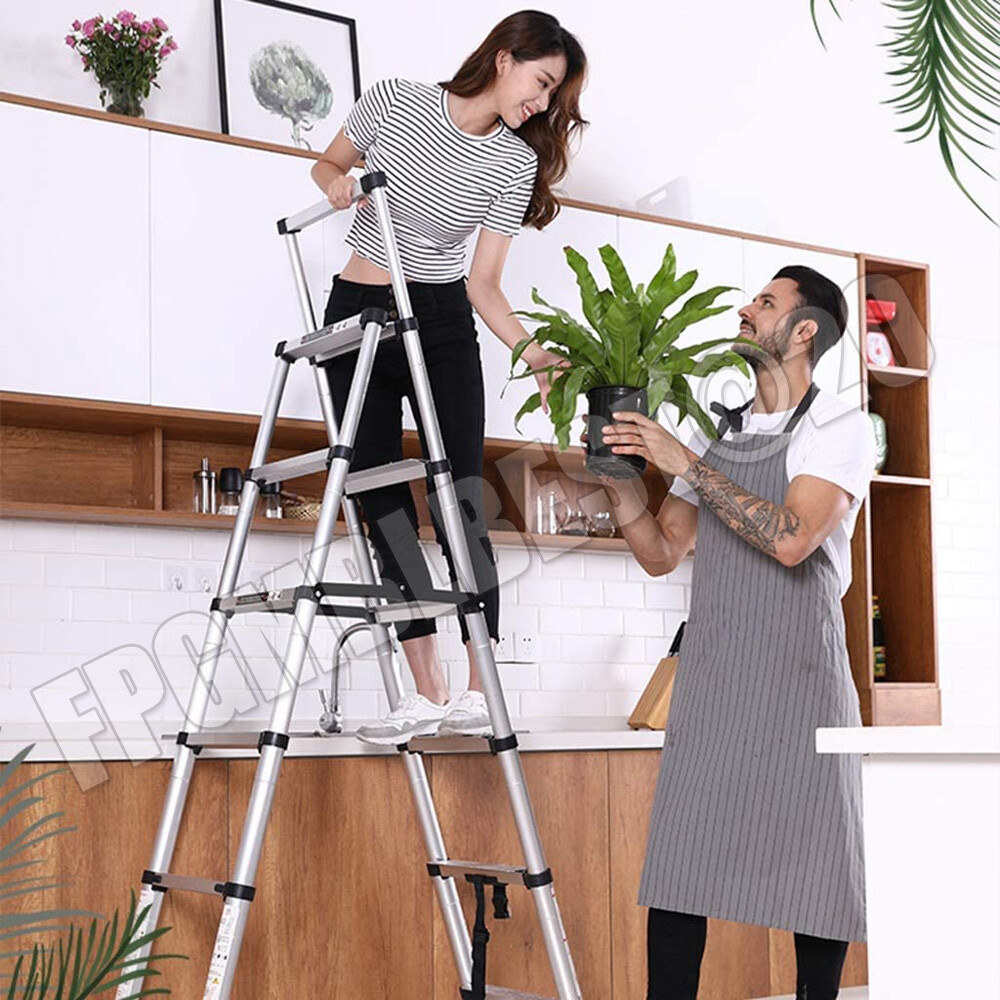 Heavy Duty Aluminum Foldable Telescoping Ladder Extension Multi-Purpose Folding