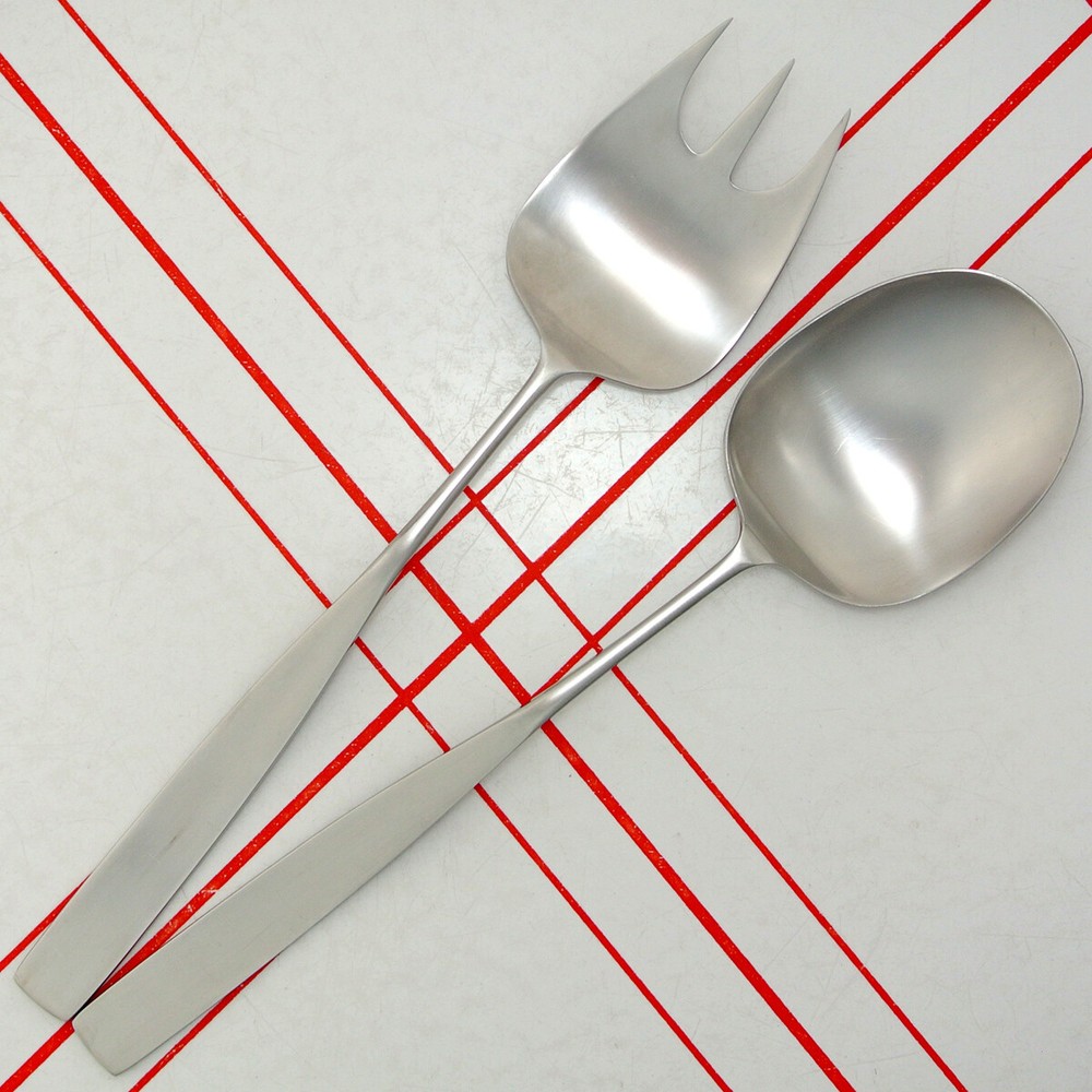Extremely Rare Extra Long Lauffer Bedford 2 piece Salad Serving Fork & Spoon Set