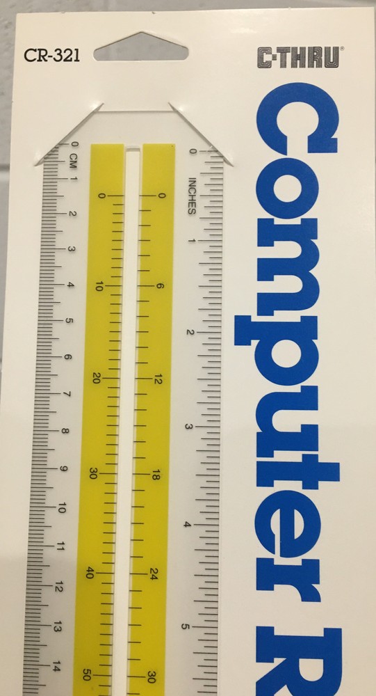C- Thru Clear Plastic Computer Read Out Ruler, CR-321 - New