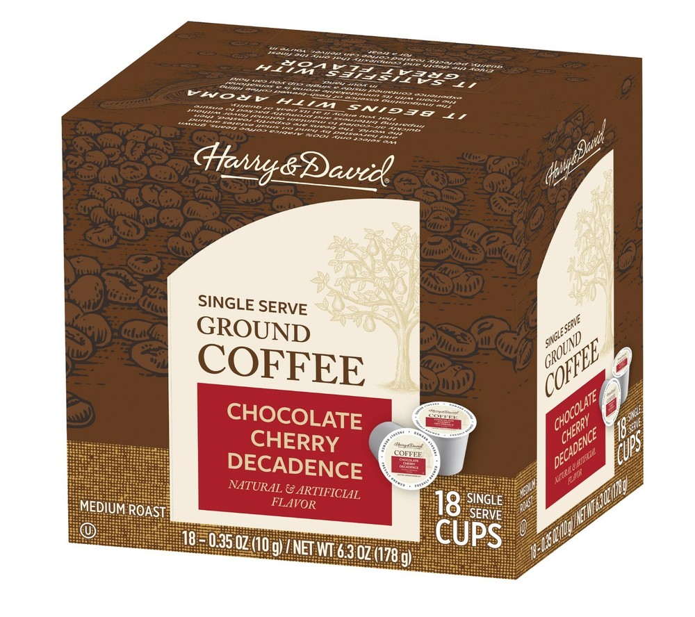 Harry & David Coffee Combo,Maple Walnut,Chocolate Cherry Decadence 2/18 ct boxes