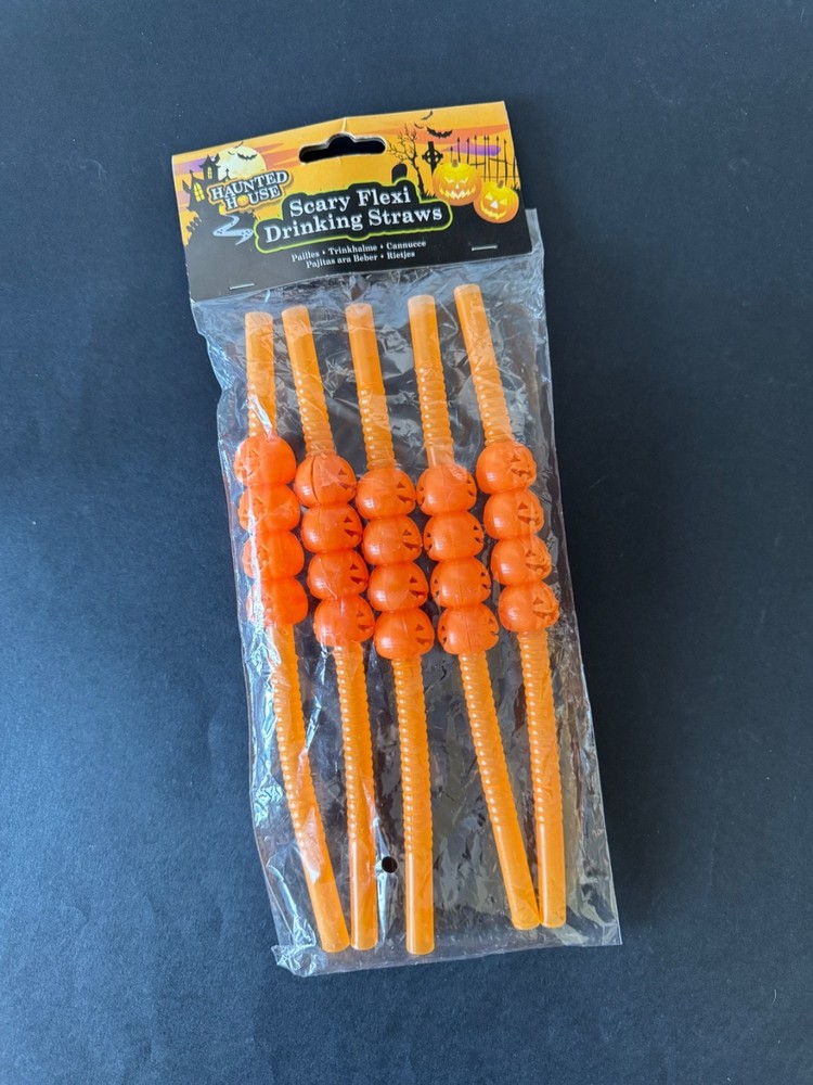 Halloween Pumpkin Straws - 5 pack  🆕