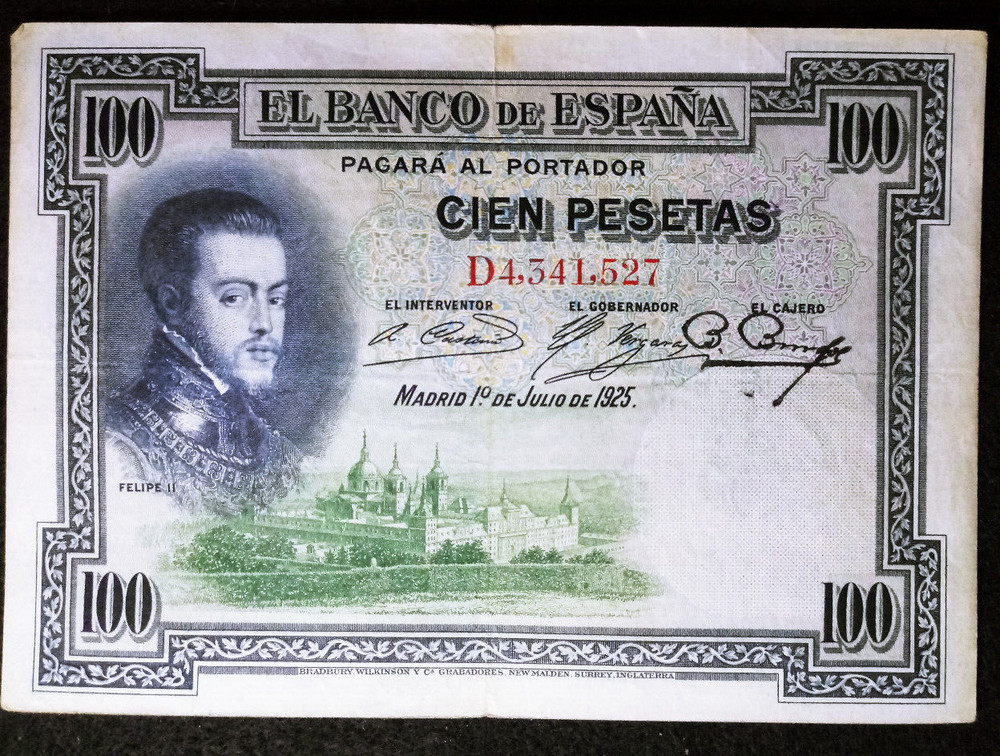 Spain 100 Pesetas 1925 Bank note CIRC Espana