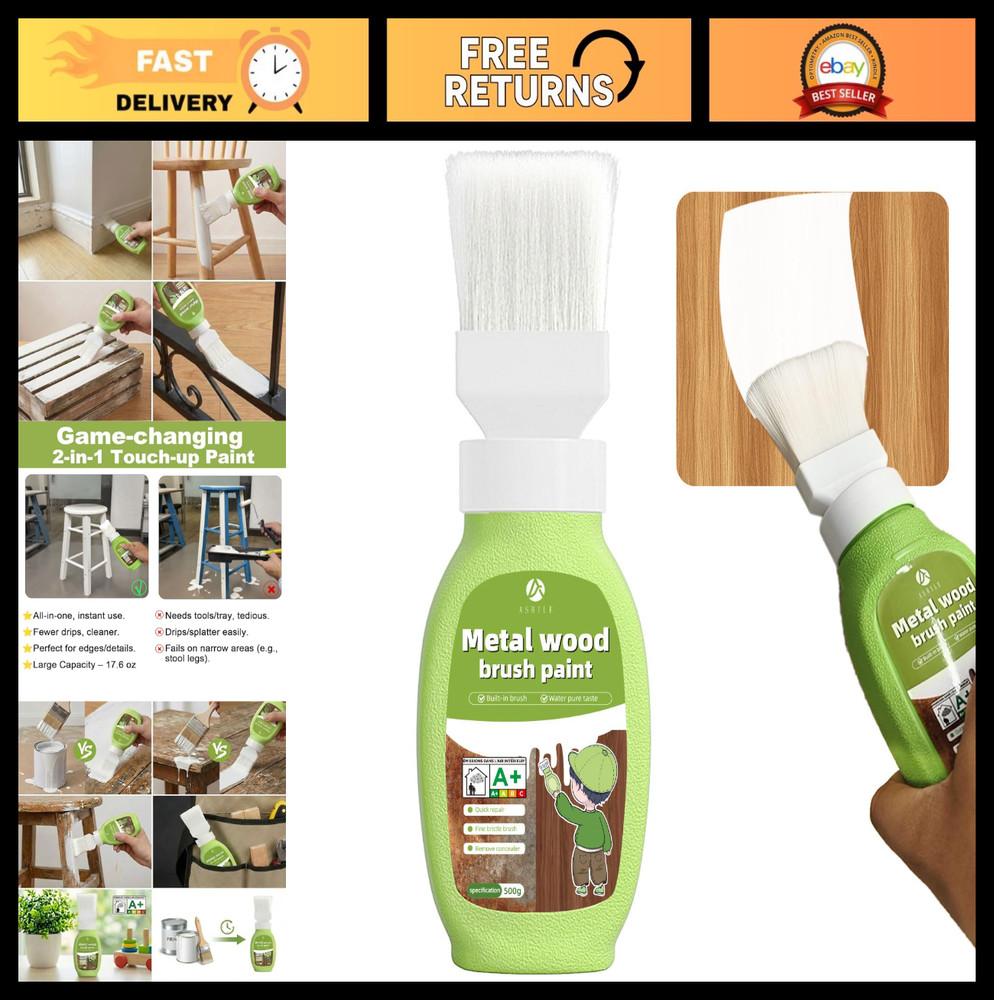Multi-Surface Touch-Up Paint 17 oz - Fast-Drying, No Sanding, Water-Based (White