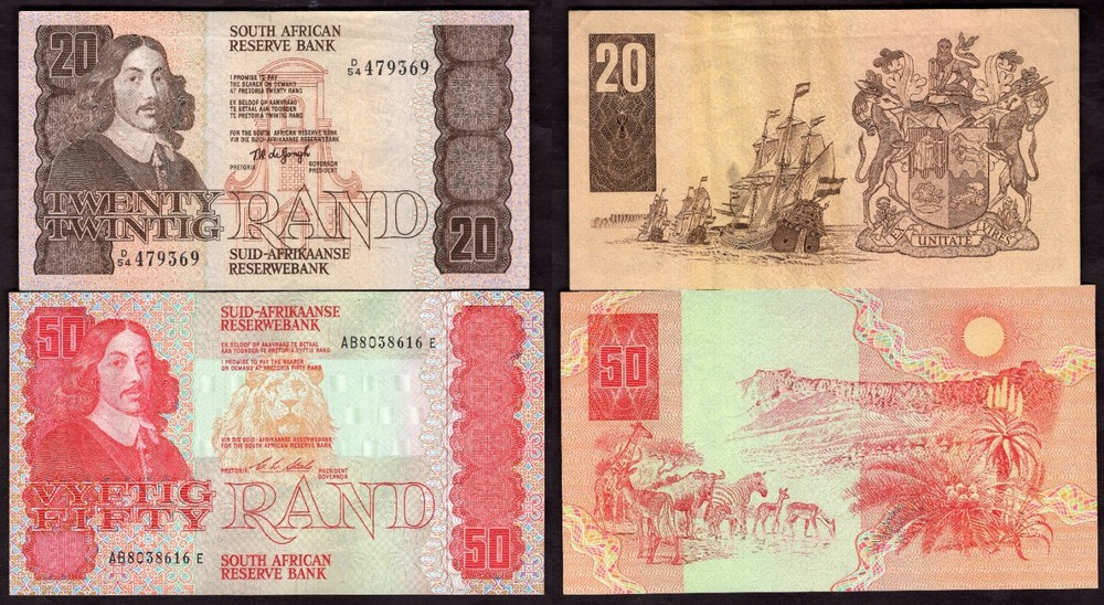 South Africa. Six note set, details below.