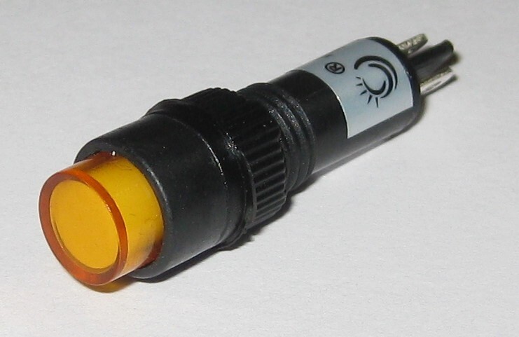 Panel Mount Round Mini LED 8 mm 12 V AC / DC Indicator - Yellow - Plastic Case